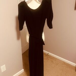 ELLE Black Wide-Leg Jumpsuit - Size Medium - Puff Sleeve & Belted